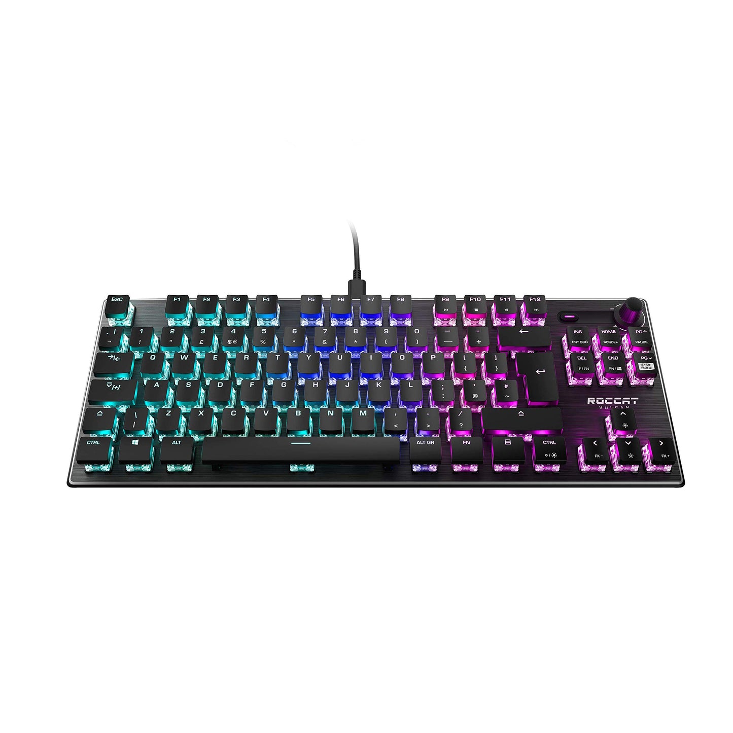 Roccat Vulcan TKL (UK Layout) Mechanical PC Gaming Keyboard, Tenkeyless, Linear Titan Switch, Per-Key AIMO RGB Lighting, Anodized Aluminum Top Plate