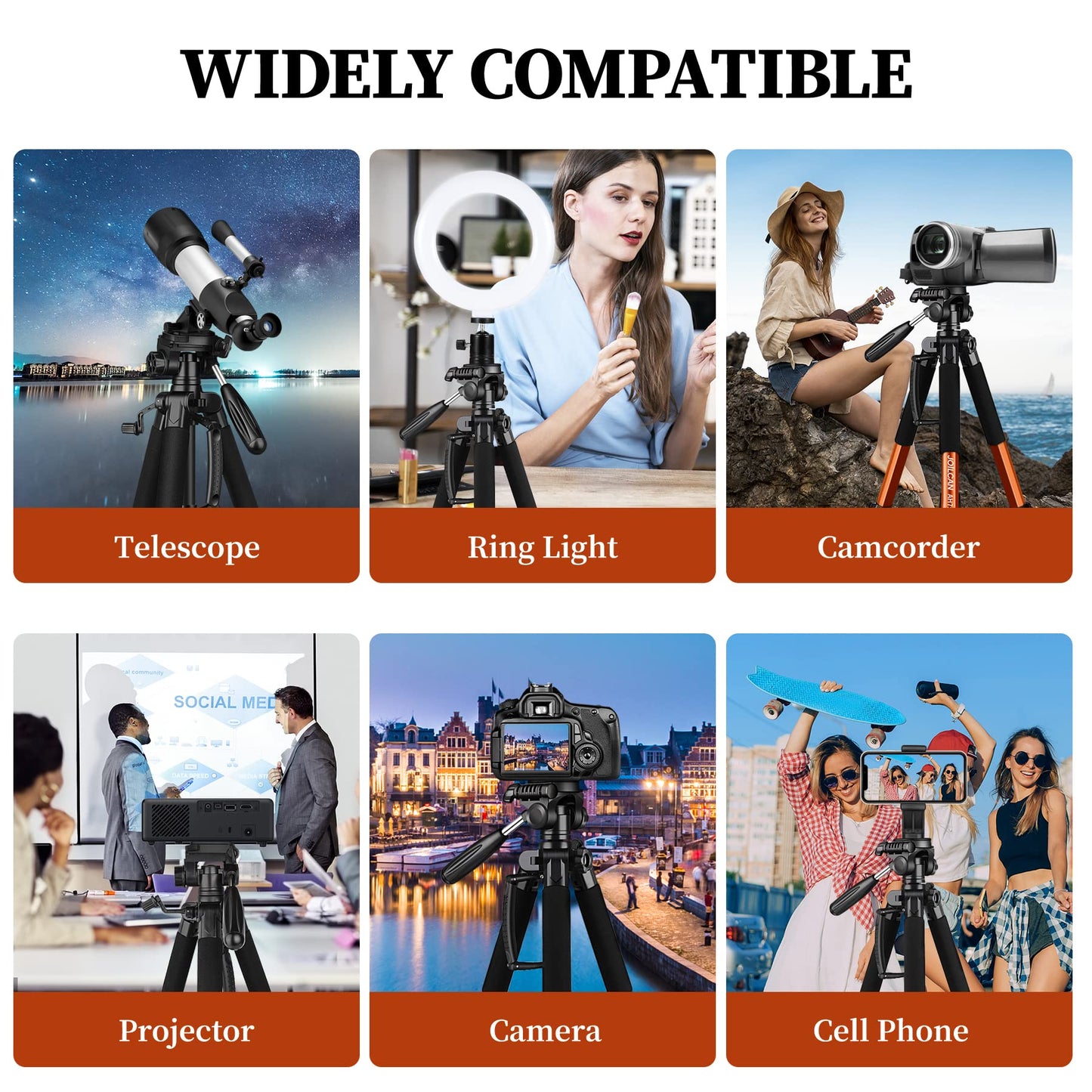 JOILCAN Tripod Camera Tripods, 74" Tripod for Camera Cell Phone Video Photography, Heavy Duty Tall Cameras Tripod Stand, Professional Travel DSLR