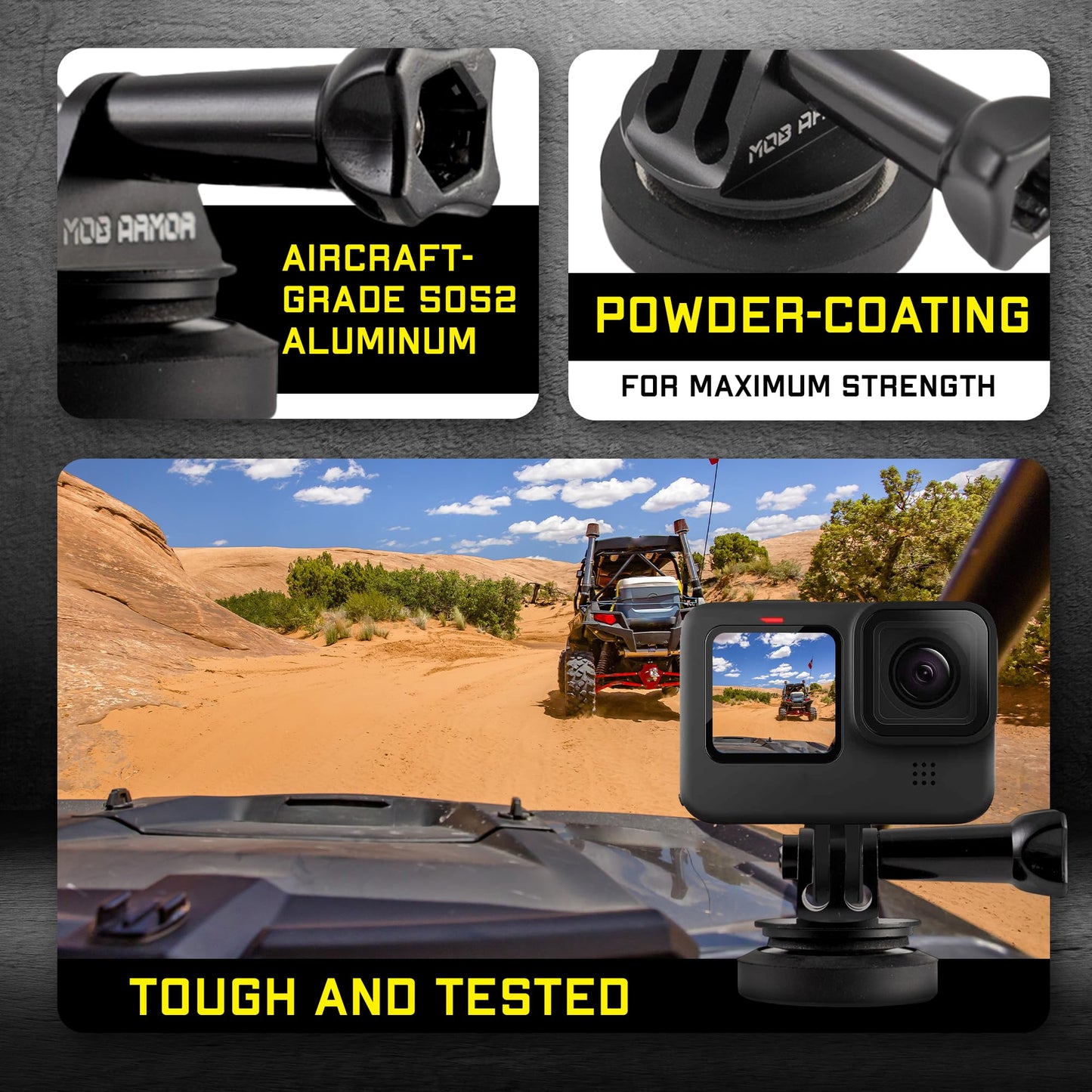 Mob Armor Action Camera Direct Mag - Magnetic Car Mount, Aircraft-Grade Material, Compatible w/GoPro Hero, GoPro Max, DJI Osmo, & Any Action Cameras