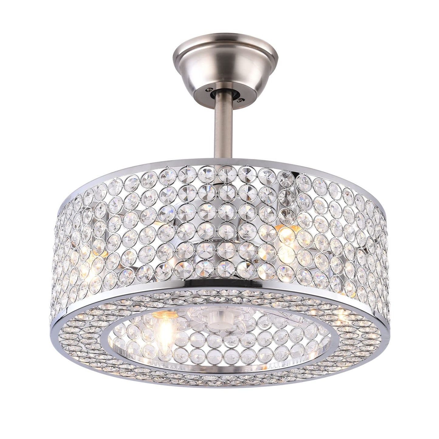 WUSILILU 18" Crystal Caged Ceiling Fan with Lights and Remote, 3-Speed Adjustment, 3 Fan Timing Options, Sleep Shutdown, Chandelier Fan for Bedroom
