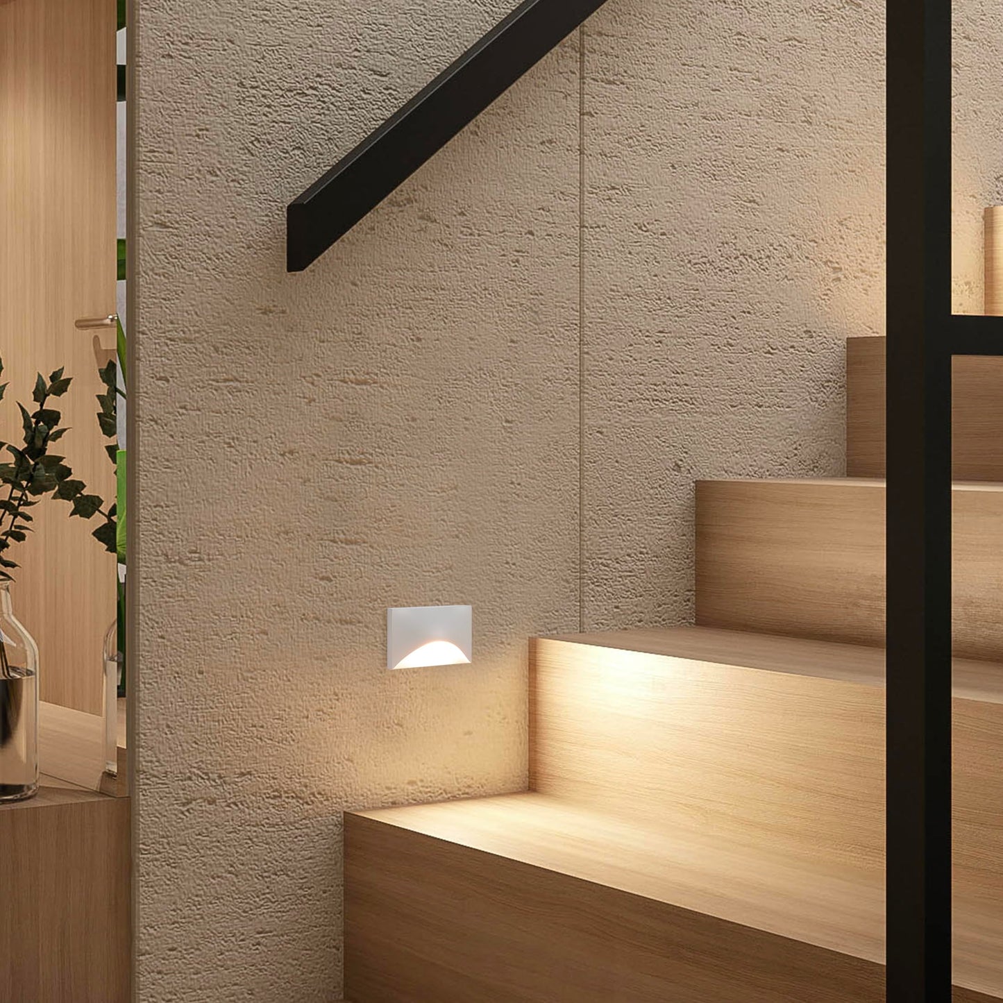 Maxxima Horizontal Curved LED Step Light, Indoor/Outdoor Stair Light, 5 CCT Color Selectable 2700K, 3000K, 3500K, 4000K, 5000K, 85 Lumens, White