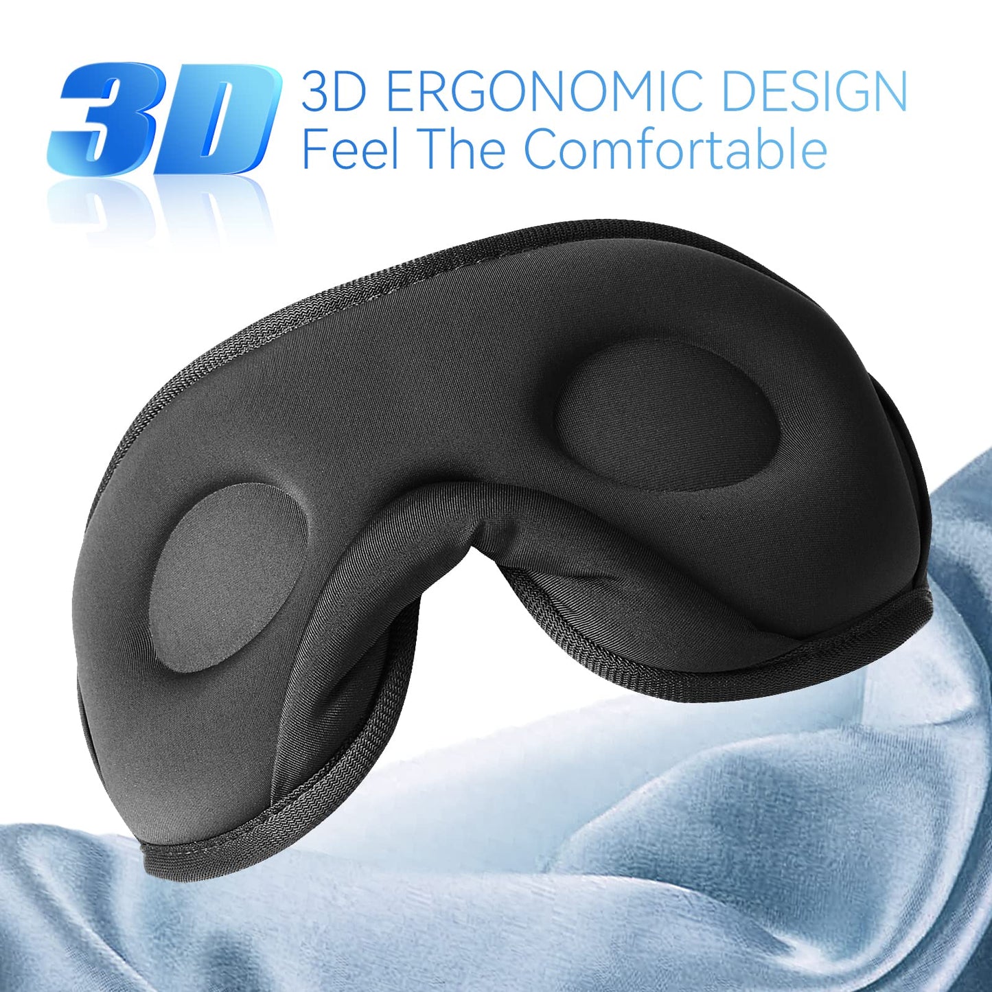 LIGHTIMETUNNEL Sleep Headphones, 3D Bluetooth Sleep Mask, Washable Sleeping Headphones with Ultra Thin Stereo Speakers Microphone Hands Free…