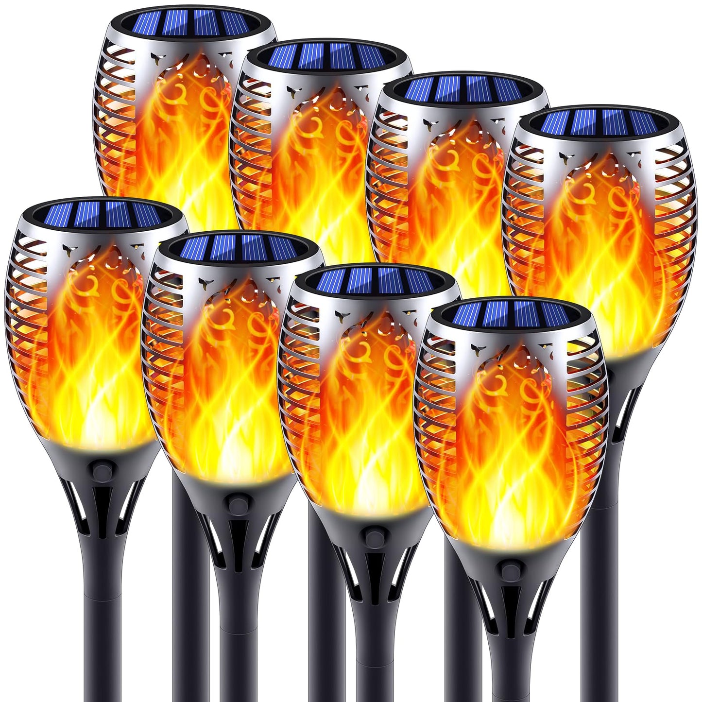 Permande Solar Torch Lights with Flickering Flame, Fire Effect Garden Light, Auto On/Off Dust to Dawn, Outdoor Waterproof Landscape Decoration