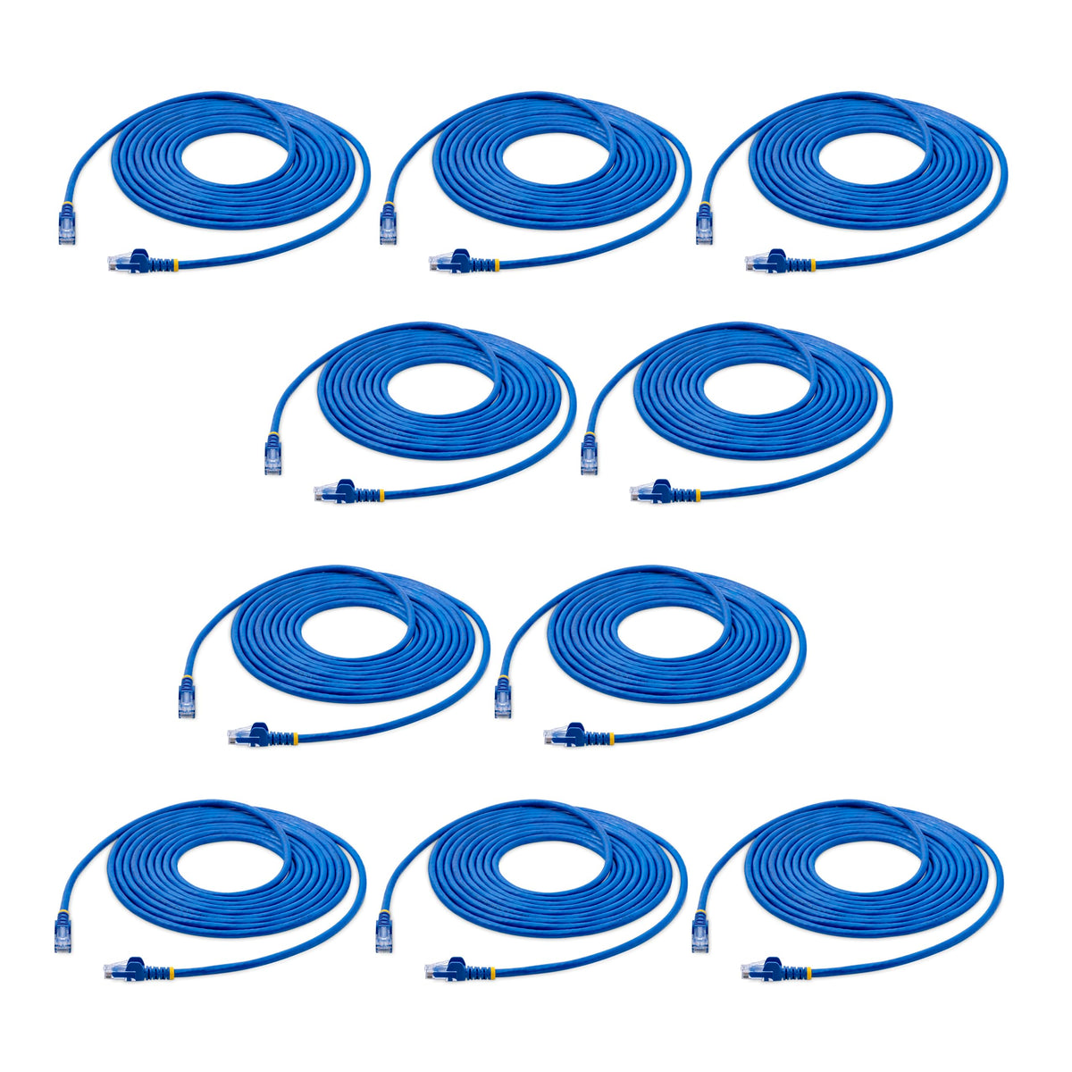 StarTech 15ft Cat6 Snagless Cable, 10 Pack, Blue (N6PATCH15BL10PK)