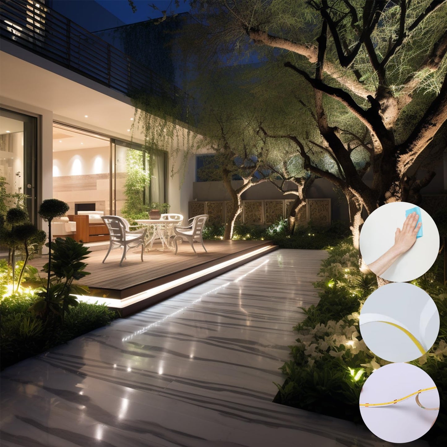 BENLUN 24V COB LED Strip Light Outdoor Waterproof 65.6ft (2 Rolls of 32.8ft), 4000K Natural White 11W/M 312LEDs/M CRI 93 LED Tape Light with Power