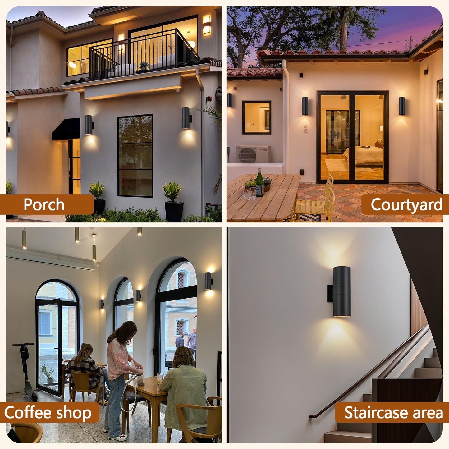 Nigaut 11.8" Black Outdoor Wall Lights 2 Pack, E26 Up and Down Sconces