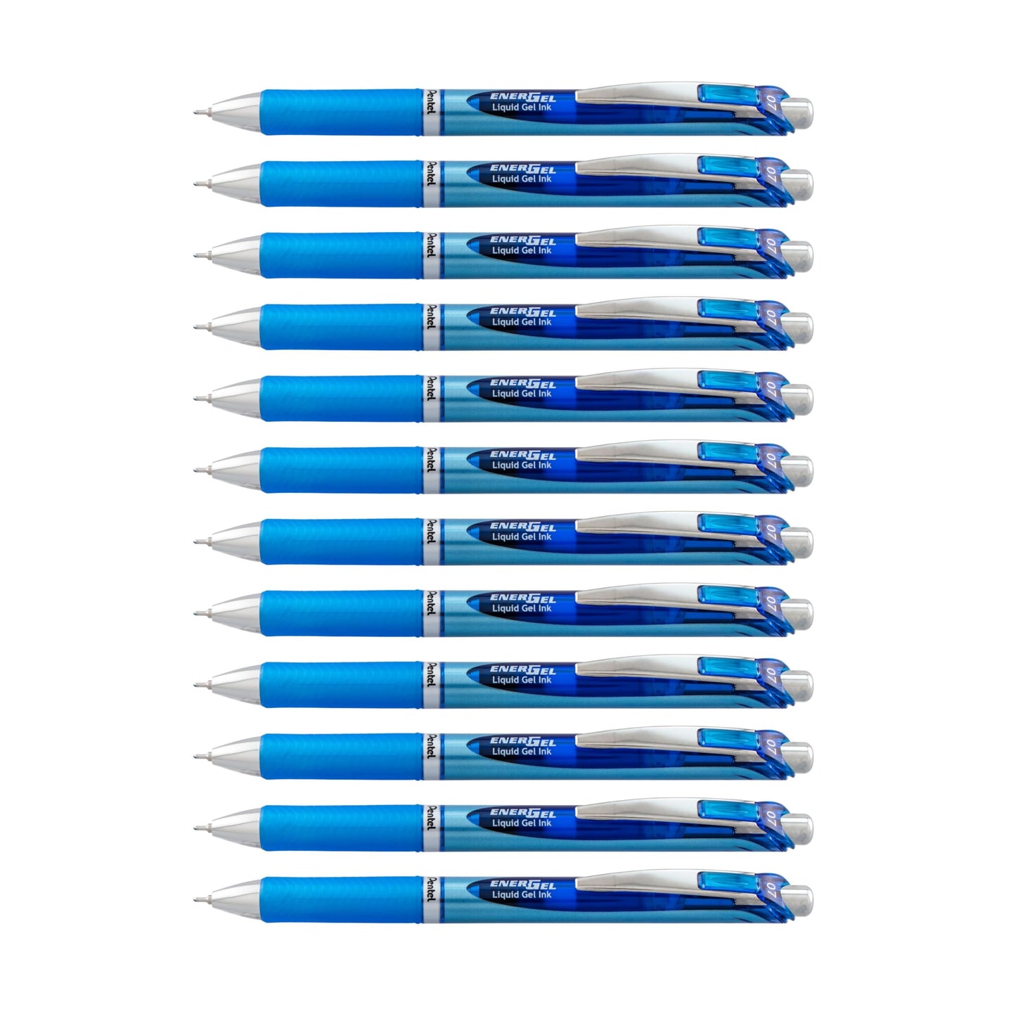 Pentel EnerGel Deluxe RTX Retractable Liquid Gel Pen, Medium Line, Needle Tip, Blue Ink, Box of 12 (BLN77-C), 0.7mm needle