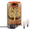 Salt Lamps Night Light, Himalayan Salt Rock Lamp with Dimmer Switch, Tree of Life Salt Basket Lamp, Retro Decor Salt Crystal Desk Light with 15W
