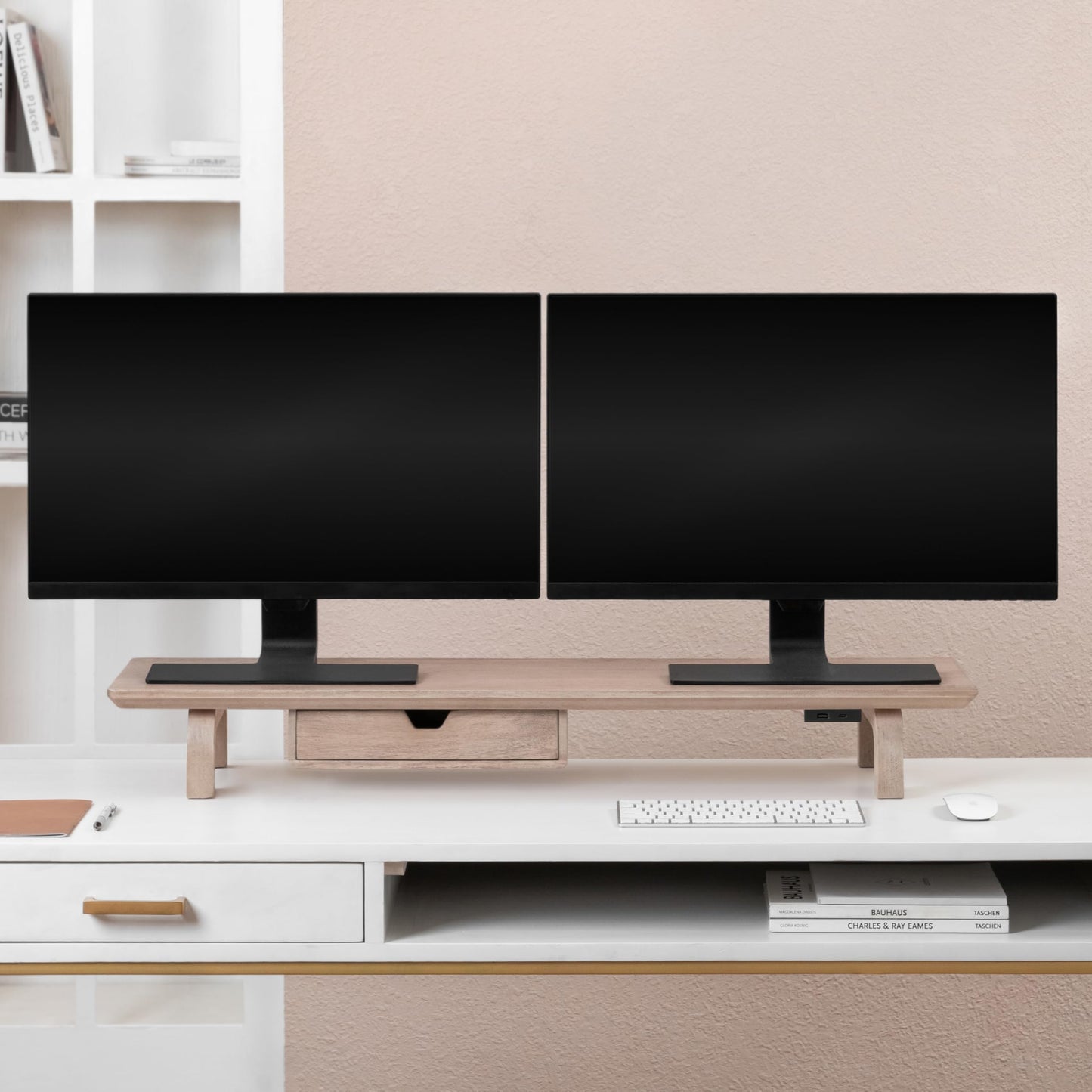 Anji Mountain Monitor Stand - Desktop Organizer & Laptop Riser, Ergonomic Monitor Riser, Space-Saving Monitor Stand for Desk, Durable Construction
