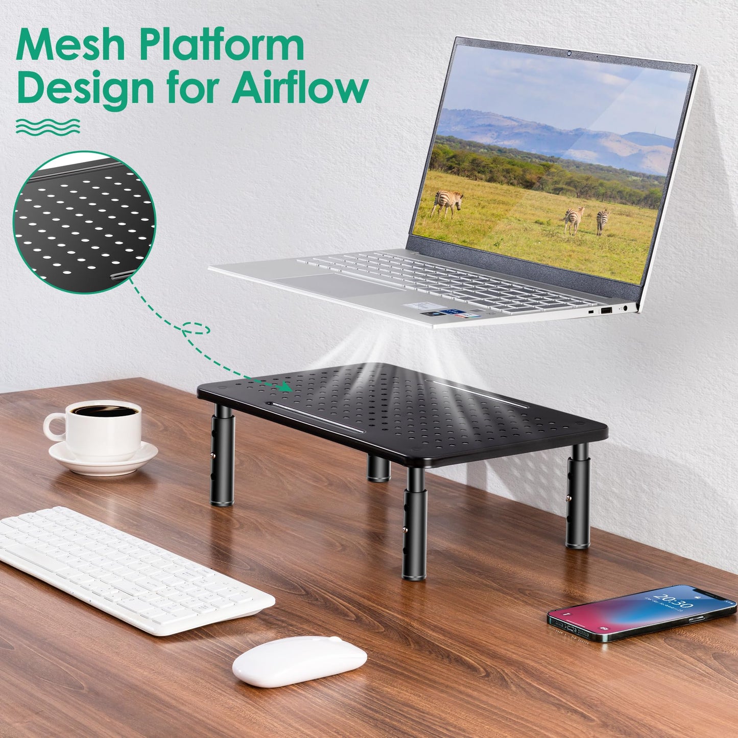 La Jaco Monitor Stand Risers for 2 Monitors, 3 Height Adjustable Monitor Stand with Pen Holder, Dual Monitor Riser Laptop Riser for Office, Home
