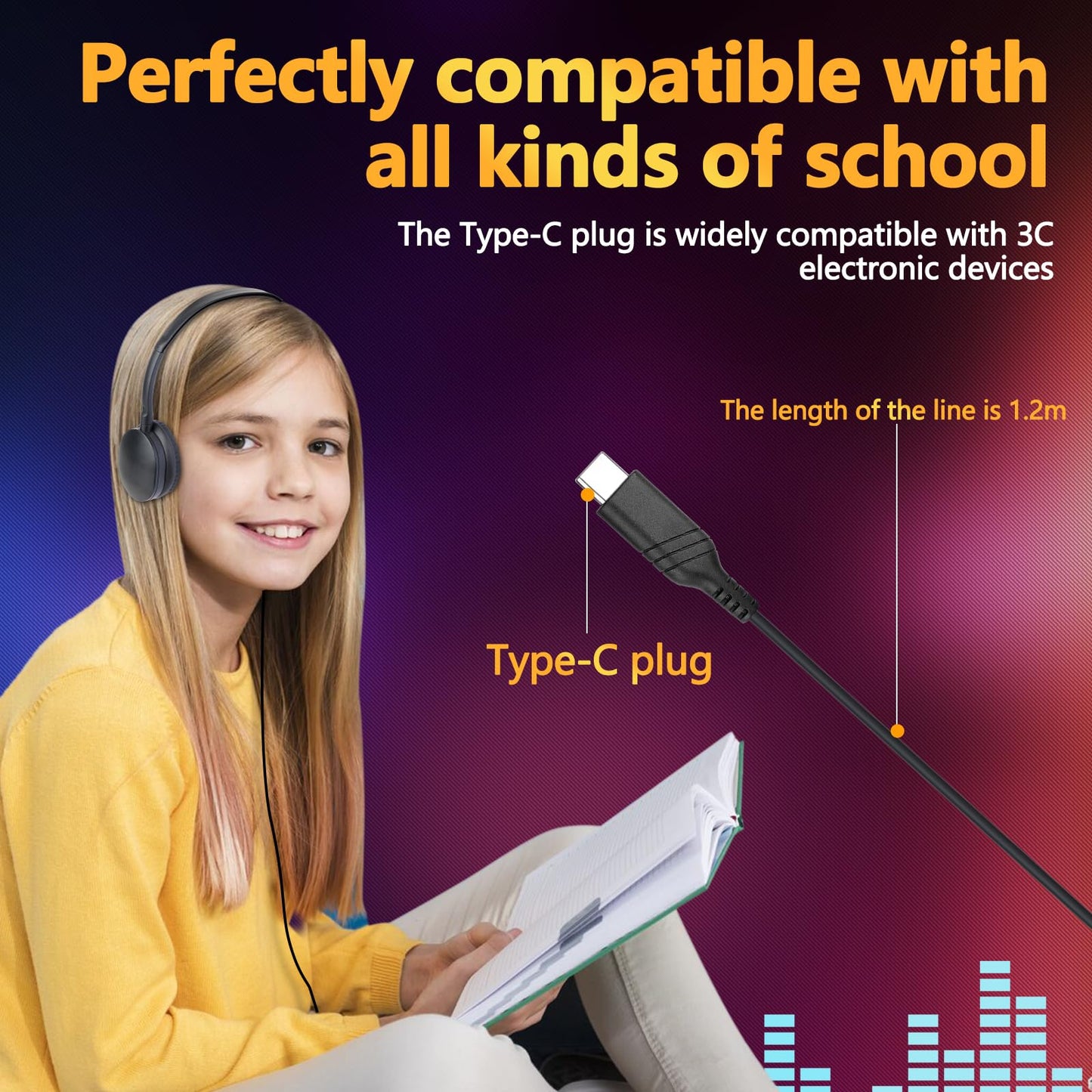 YFSFQS USB C Headphones Bulk 12 Pack for Classroom School Kids,USB Type C Headphones Class Set Compatible with Pad Smartphones (Black)
