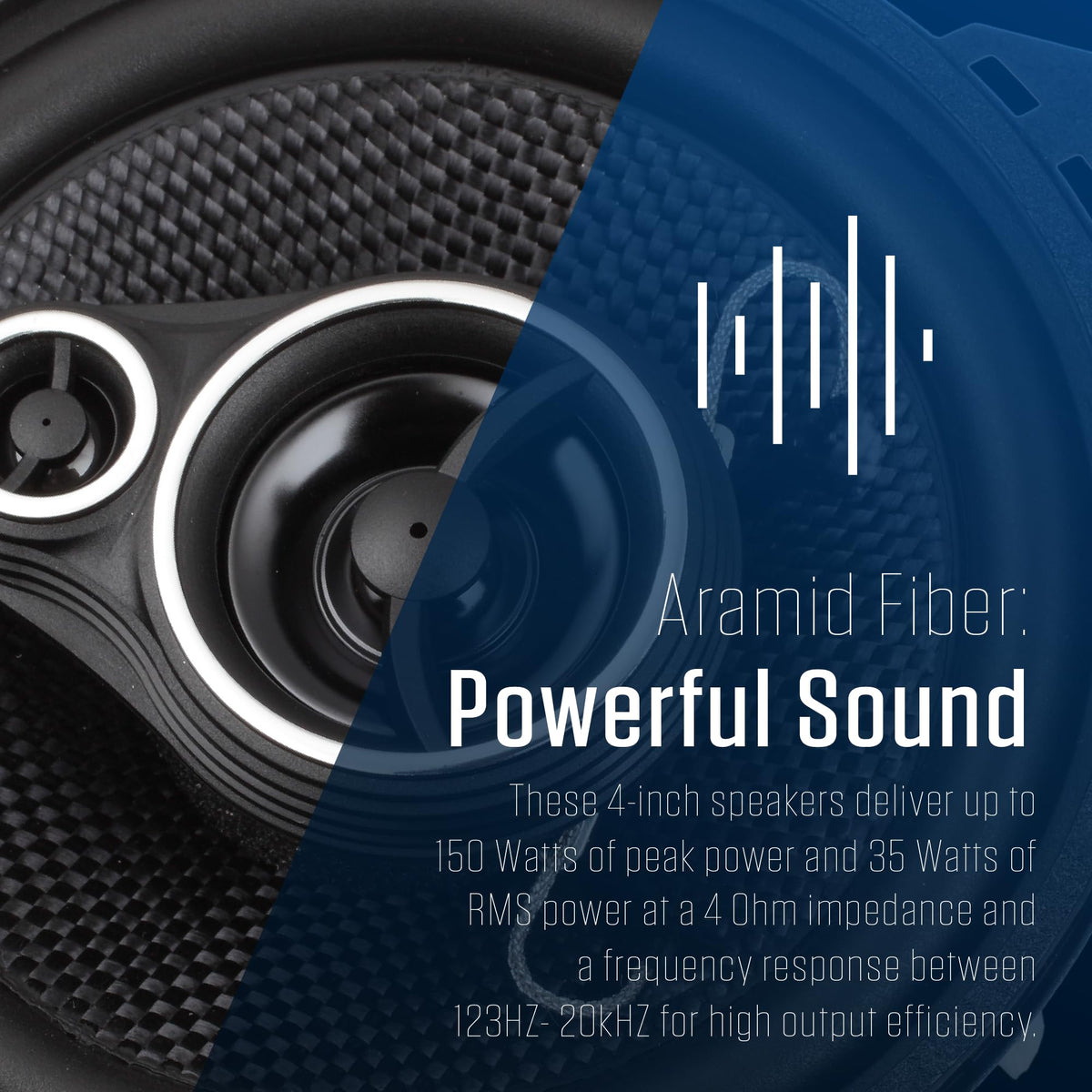 Jensen APEX JS40K 4" 3-Way Aramid Fiber Car Speakers Pair 150W Peak 35W RMS