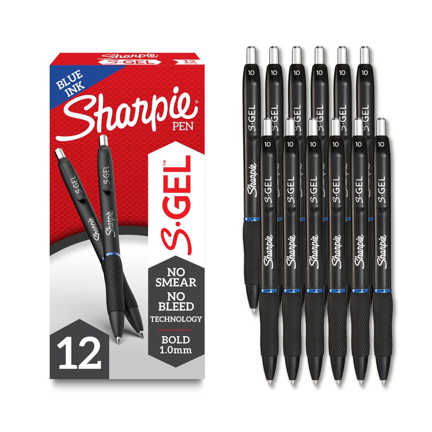 Sharpie S-Gel Bold Point Blue Gel Pens for Teachers, School & Office, Ideal Pens for Journaling, Drawing & Studying, Bold Point, 1.0mm, Smooth