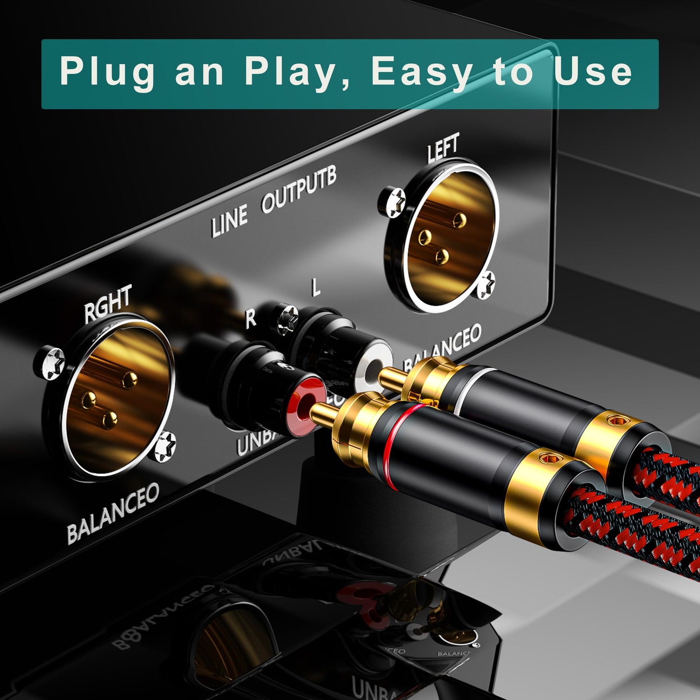 Hagietek 2 RCA Audio Cable Audiophile Gold Plated Stereo Braided Subwoofer Cable Oxgen Free Copper for Home Theater,HDTV, Amplifiers, HiFi