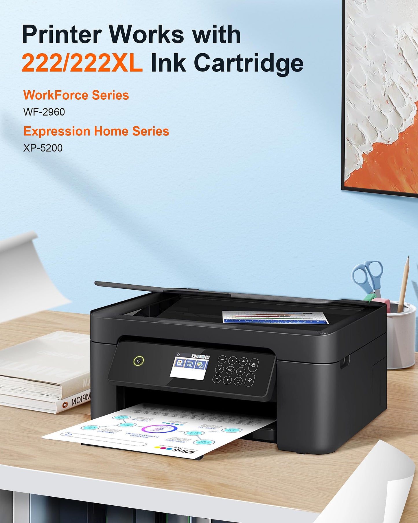 E-Z Ink Pro 222XL Remanufactured Ink Cartridge Replacement for Epson 222 XL 222XL 222 for Epson Expression Home WF-2960 XP-5200 Printer (4 Packs