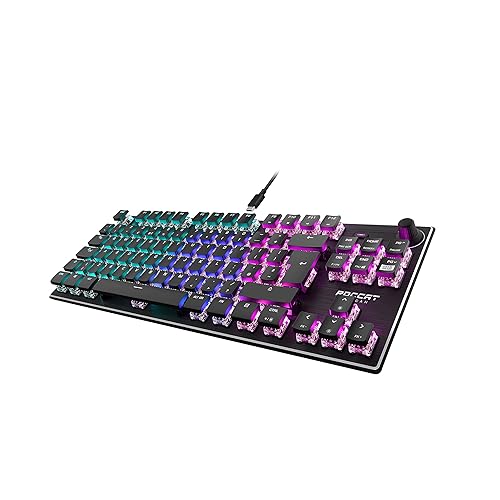Roccat Vulcan TKL (UK Layout) Mechanical PC Gaming Keyboard, Tenkeyless, Linear Titan Switch, Per-Key AIMO RGB Lighting, Anodized Aluminum Top Plate