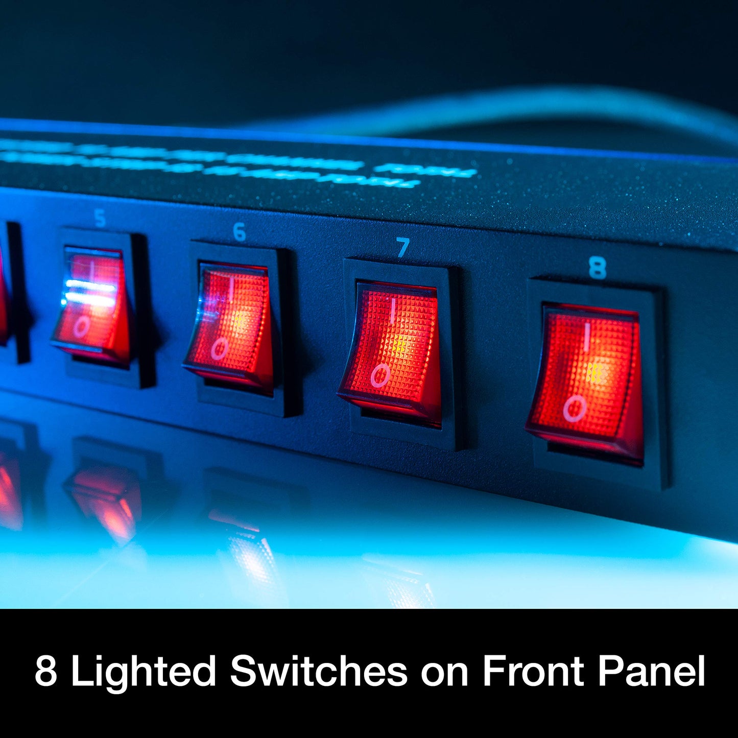 ADJ PC100A power strip single rack space unit with 8 on off lighted toggle switches and 15 amp breaker