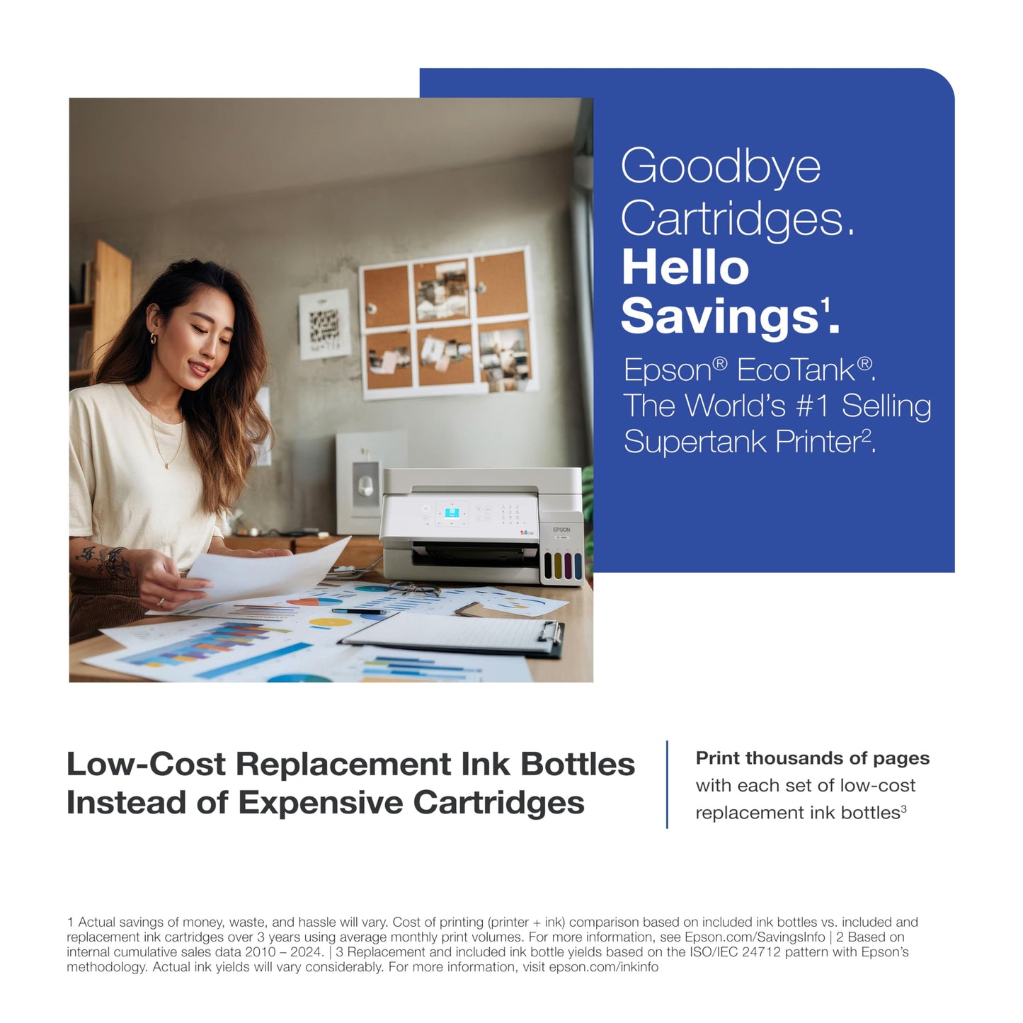 Epson EcoTank ET-4903 Wireless All-in-One Color Supertank Printer with up to 3 Years of Ink, Refillable Tanks, Perfect for Home Office, 11 PPM, 1.44"