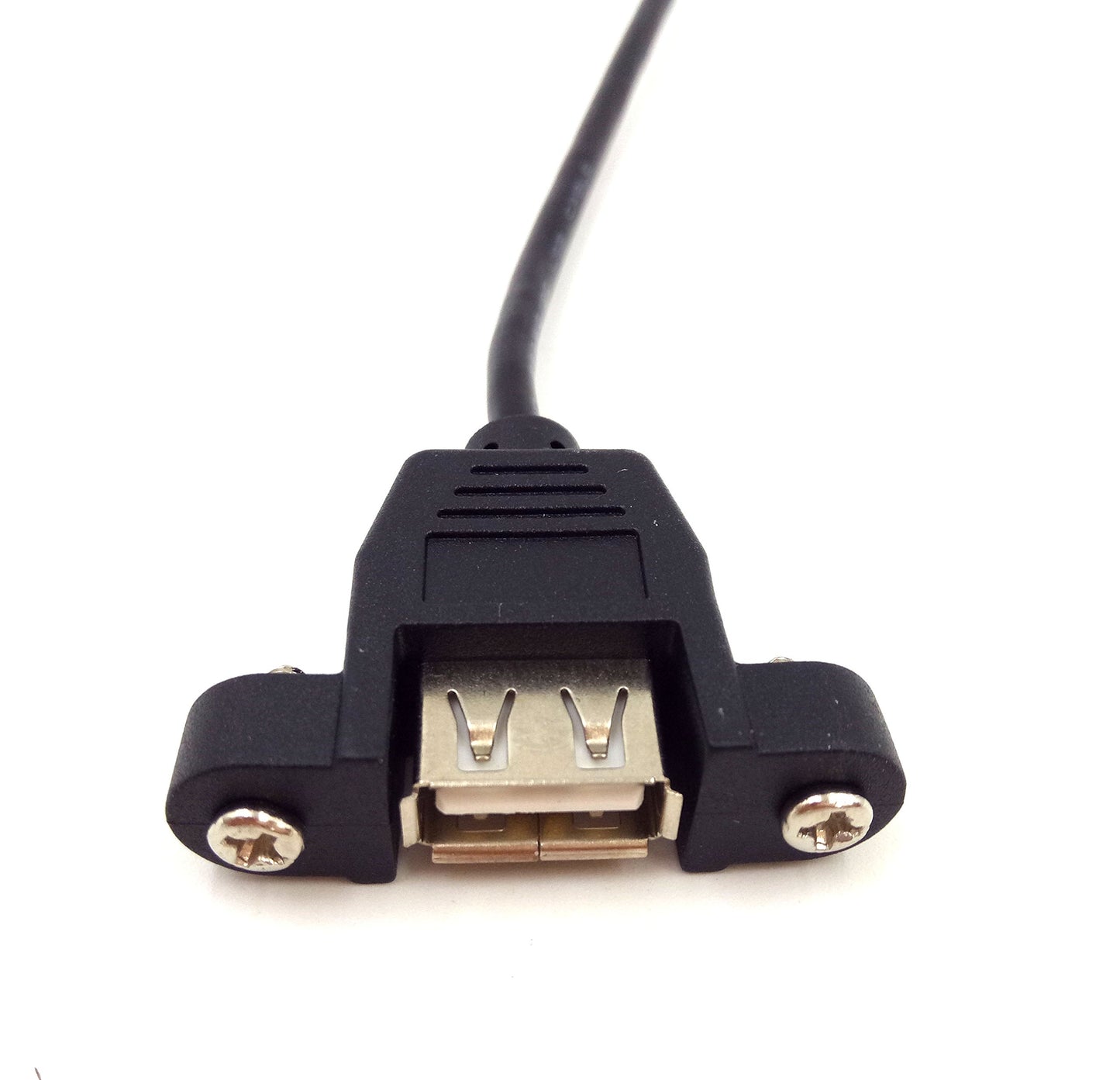 Wpeng USB Extension Cable, Qaoquda 1ft 90 Degree Right Angle USB 2.0 Type A Male to Type A Female Panel-Mount with Screws Cable(USB M/F)