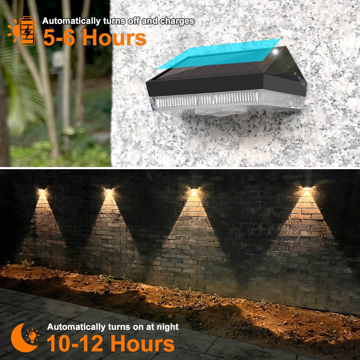 Ellasay Solar Powered Lights for Fence: 10 Lighting Modes with RGB - Waterproof IP65 - Bright Lens LED for Outdoor Wall Garden Deck Patio Porch Yard