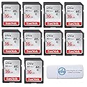 SanDisk Ultra 16GB (10 Pack) Class 10 SDHC Genuine Flash Memory Card (SDSDUNC-016G-GN6IN) Bundle with Everything But Stromboli Card Reader