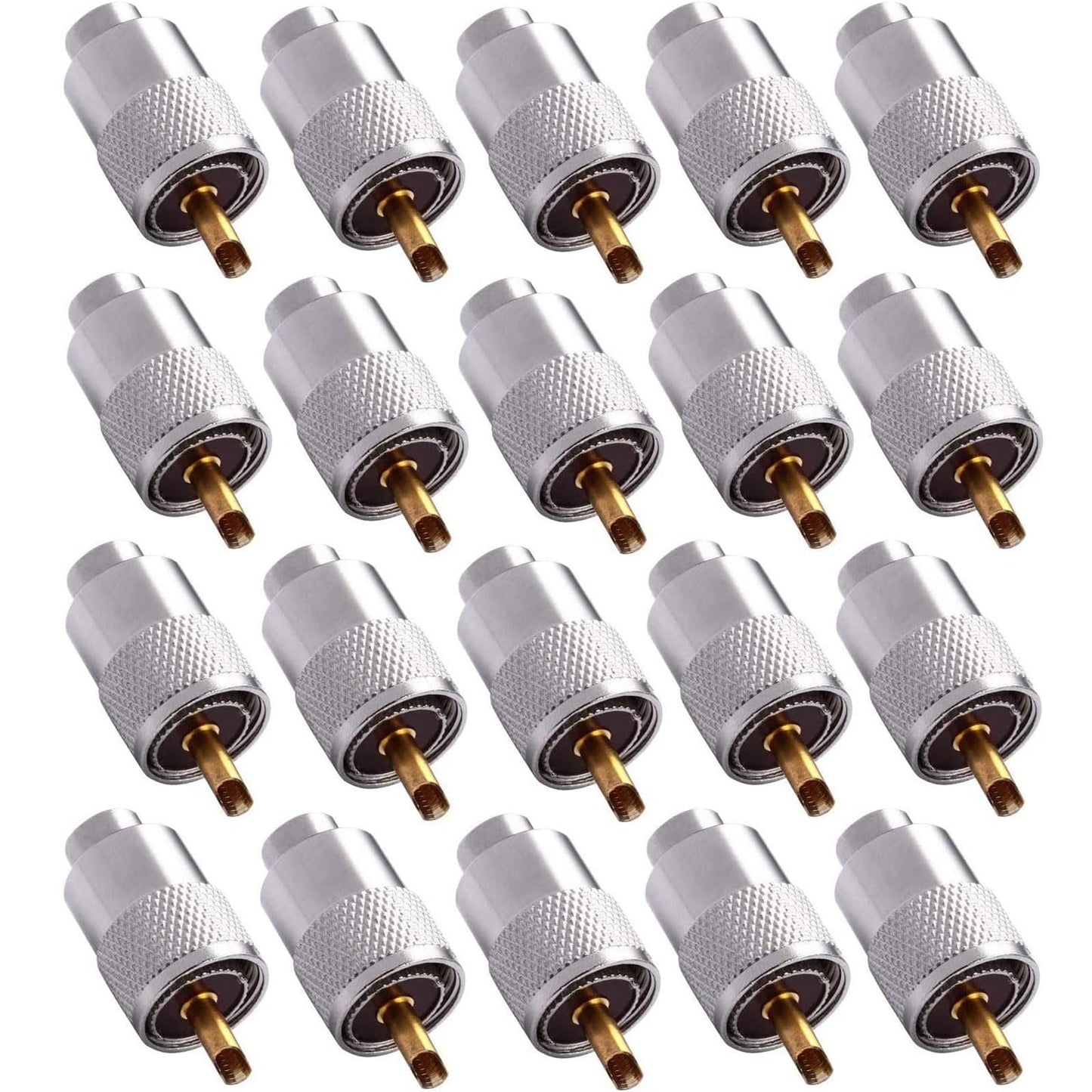20 Pack UHF PL259 Solder Connector Plug with Reducer for RG8x, RG8, RG59, LMR-400, RG-213 Coaxial Coax Cable?Teflon Material 50ohm Low Loss RFAdapter