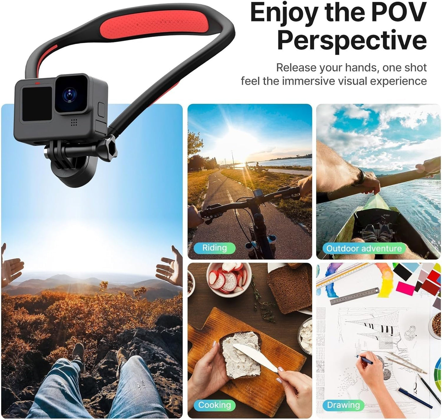 ULANZI Go-Quick II Neck Mount for GoPro Magnetic Necklace Holder, Camera POV Mount for GoPro Hero 13/12/11/10/9/8/7/6/5/4/MAX, AKASO, DJI Osmo Action