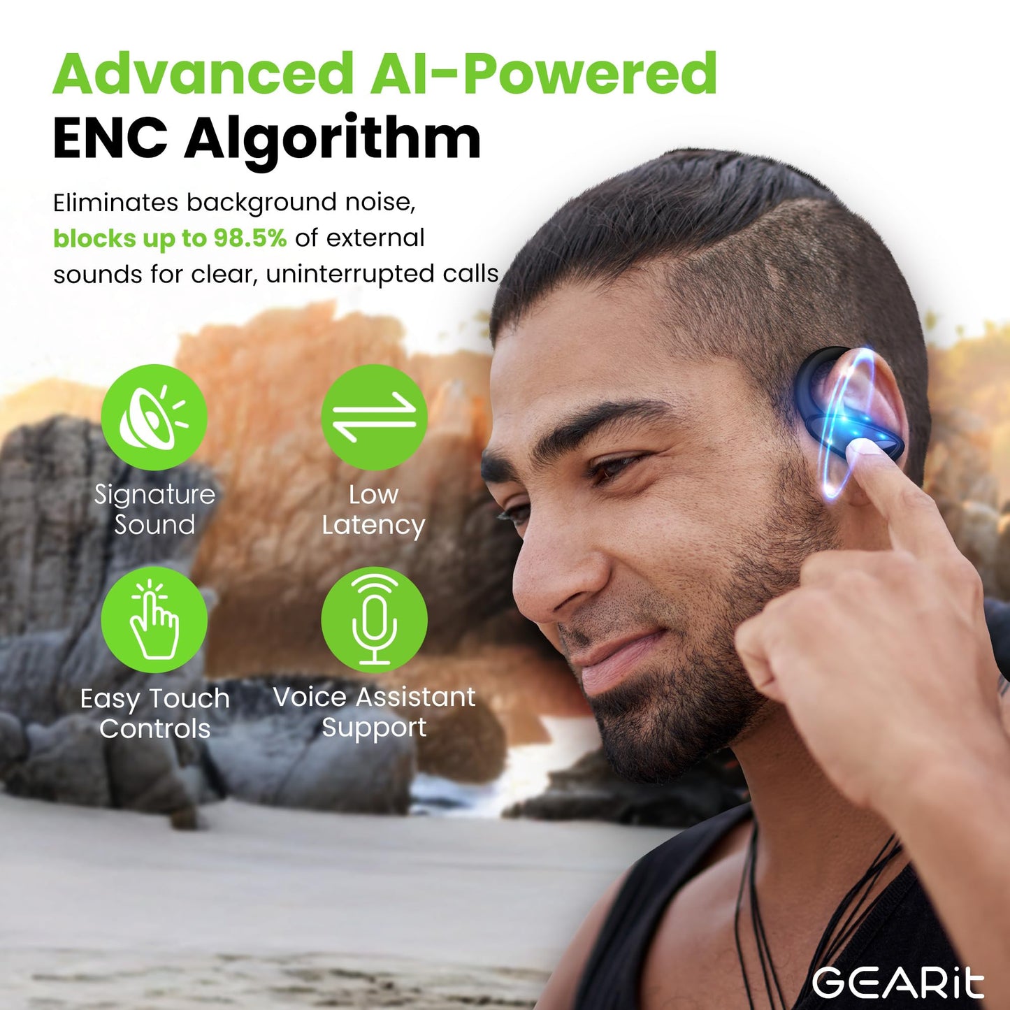 GEARit Sport Hook True Wireless Earbuds Compatible with iPhone & Android - 23H Playtime - IPX7 Water Resistant & Sweatproof - Secure Fit 5.4…