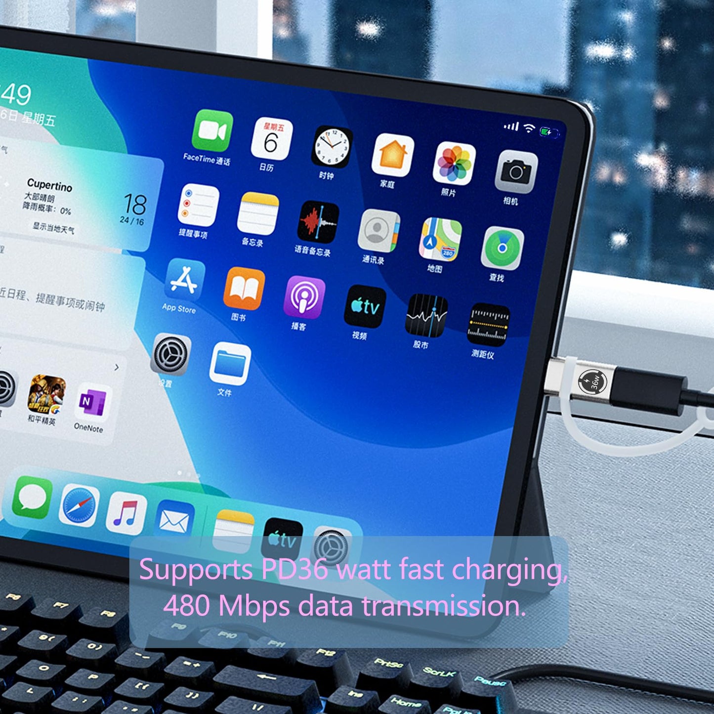 USB C to Lig-htn-ing Cable Adapter,Support PD36W Fast Charging Compatible with Phone Pad AirP-ods,with Anti-Lost Holder - 2 Pack,It Does not Support…