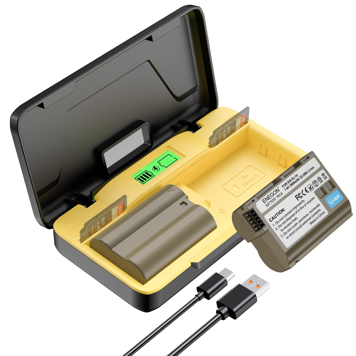 ENEGON EN-EL15C Dual Battery (2-Pack 3000mAh) and 20W Storage Fast Charger Set Compatible for Nikon ZF Z6,Z7 Z8 D7500 D7000, D7100, D7200 D500, D600