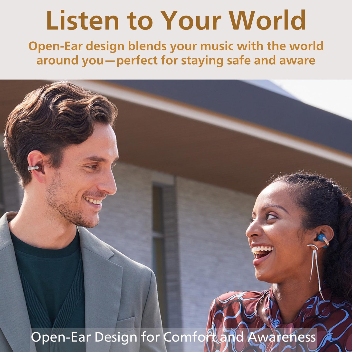 JVC Nearphones Open Ear True Wireless Headphones - Open Ear Earbuds - Bluetooth 5.3-24H Playback - IPX4 Water Resistant - Built-in Mic - Awareness