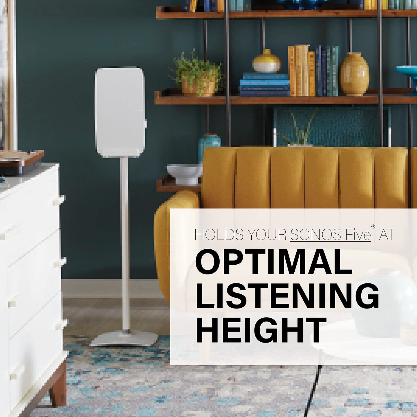 Sanus Wireless Speaker Stand for Sonos Five and Sonos Play:5 - Audio Enhancing Design for Vertical & Horizontal Audio with Built-in Cable Management &