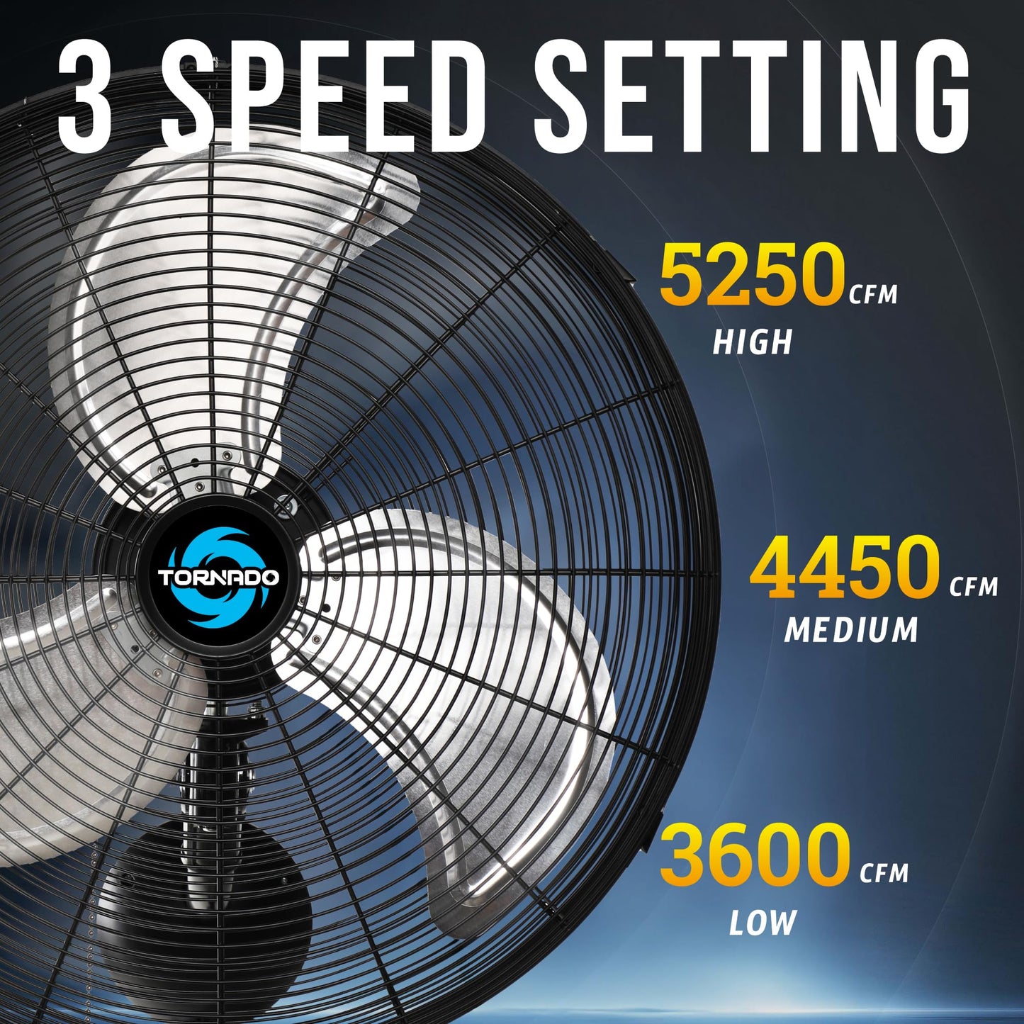 Tornado 20 Inch Professional High-Velocity Oscillating Wall Fan - Ideal for Industrial, Commercial, and Residential Use - 3-Speed Settings, 5250 CFM