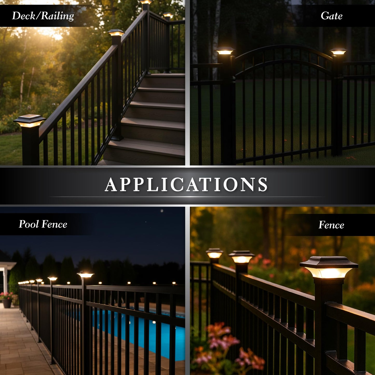 Classy Caps 2x2 Imperial Solar Post Cap - Fits 2"x2", 2.25"x2.25", and 2.5"x2.5" Deck & Fence Posts - Warm & Cool Light Modes - Black Cast Aluminum