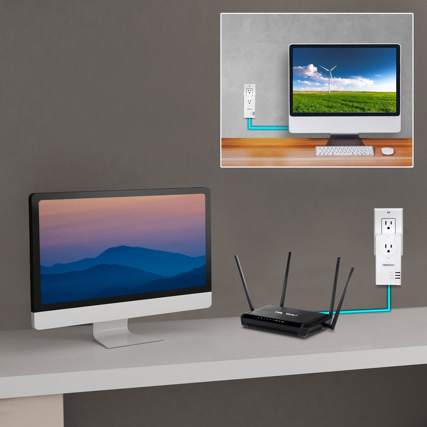 TRENDnet Powerline 1300 AV2 Adapter with Built-in Outlet,TPL-423E