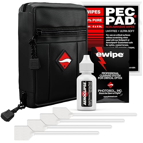 Photographic Solutions Digital Survival Kit - Type-1 (20mm) Sensor Swabs, PEC-PAD Photo Wipes, E-Wipe Packet, Aeroclipse Optic Cleaner Non-Flamable