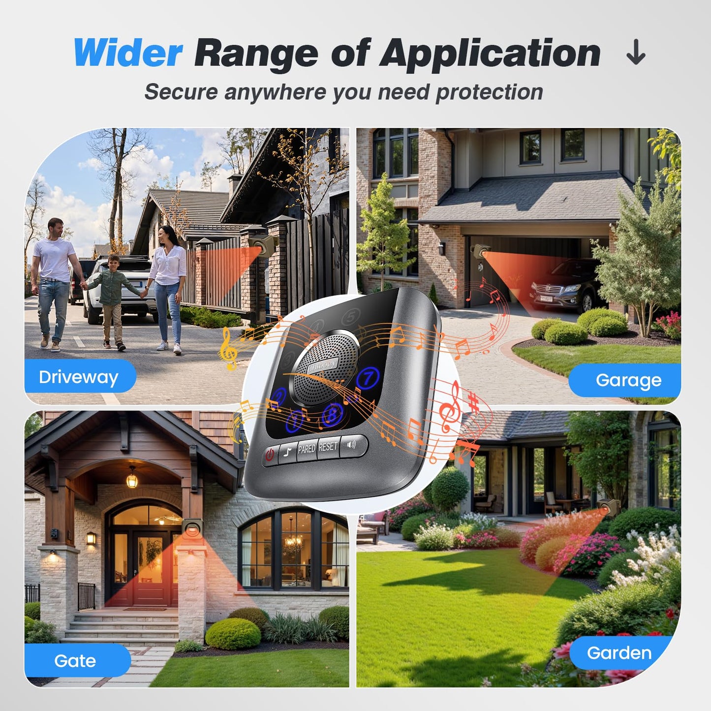 Chtoocy Solar Driveway Alarm Wireless Outside 1/2 Mile Long Range, 3 Sensitivity & Weatherproof for Outdoor/Indoor Property Security Alarm