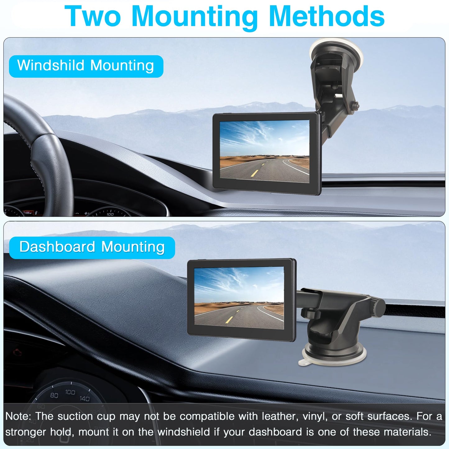 Gonifeto Backup Camera Monitor Mount - Windshield Suction Cup Mounting Bracket, Rear View Camera Screen Display for Rvs, Dashboard Holder