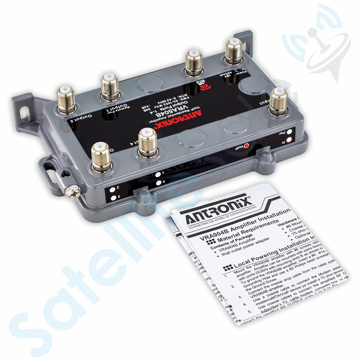 SatelliteSale Antronix VRA504B/ACP 75Ohm VoIP Integrated Residential Amplifier 4+1P Kit