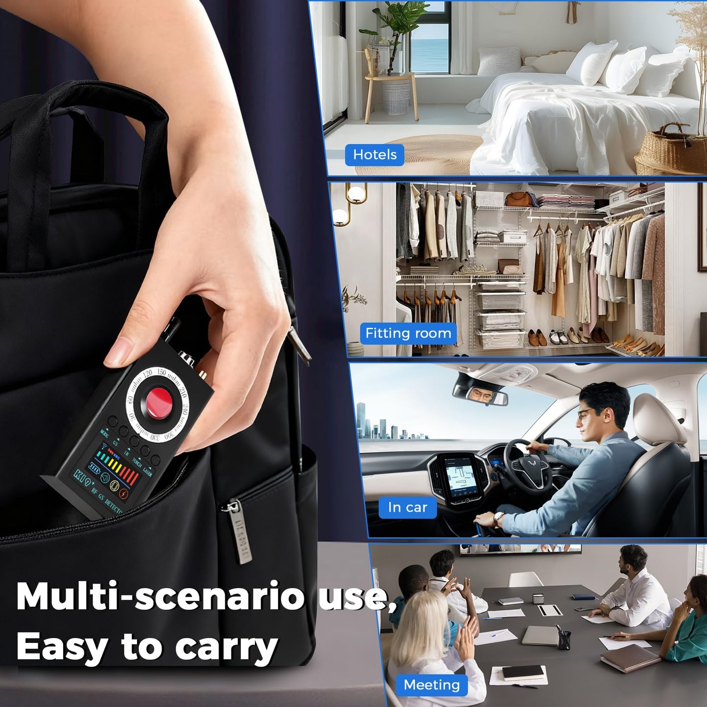Multi-Functional Signal Detector, Portable Hidden Device Detector with Wireless Signal/GPS Tracking/Infrared Camera Detection & Vibration/Sound Switch