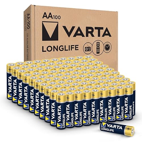 Varta Longlife AA Batteries (100 Pack), Alkaline Double A Battery