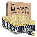 Varta Longlife AA Batteries (100 Pack), Alkaline Double A Battery