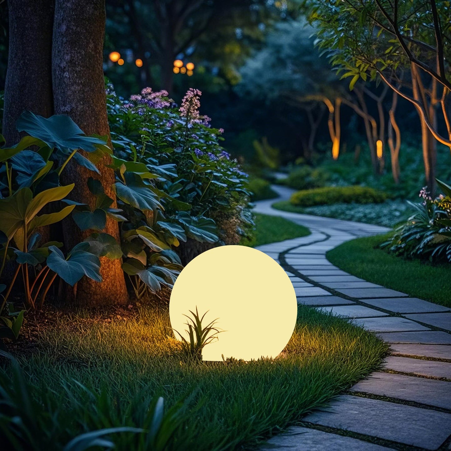 shumi 8-inch Solar Globe Lights Outdoor Waterproof, LED Solar Ball Light Outdoor 16 RGB Colors 4 Modes with Remote Control, Solar Shpere Lamp Orb