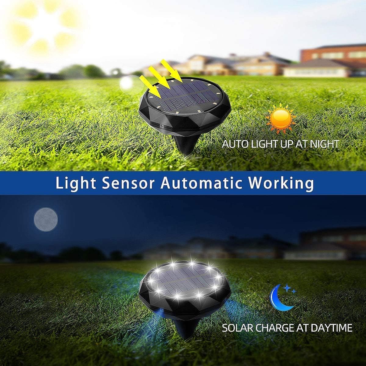 Solar Lights Outdoor Landscape Lighting Solar Ground Lights 14 LEDs Solar Garden Pathway Lights Decorative for Landscape Yard Lawn Path Walkway