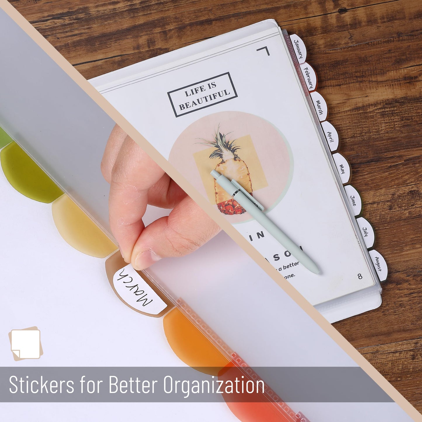 Mr. Pen- Clear Sheet Protectors with Tabs, 8.5x11 Inches, 8 Tabs, 2 Sets | Durable Clear Plastic Dividers for 3 Ring Binders, Insertable Index Page