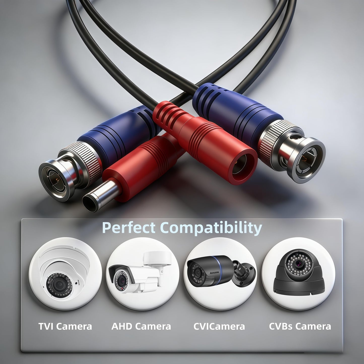 LETONDA BNC Video Cable - 4mm Thickened Upgraded Version A Safer More Reliable Integrated BNC Video Power Extension Cable for Security Camera CCTV