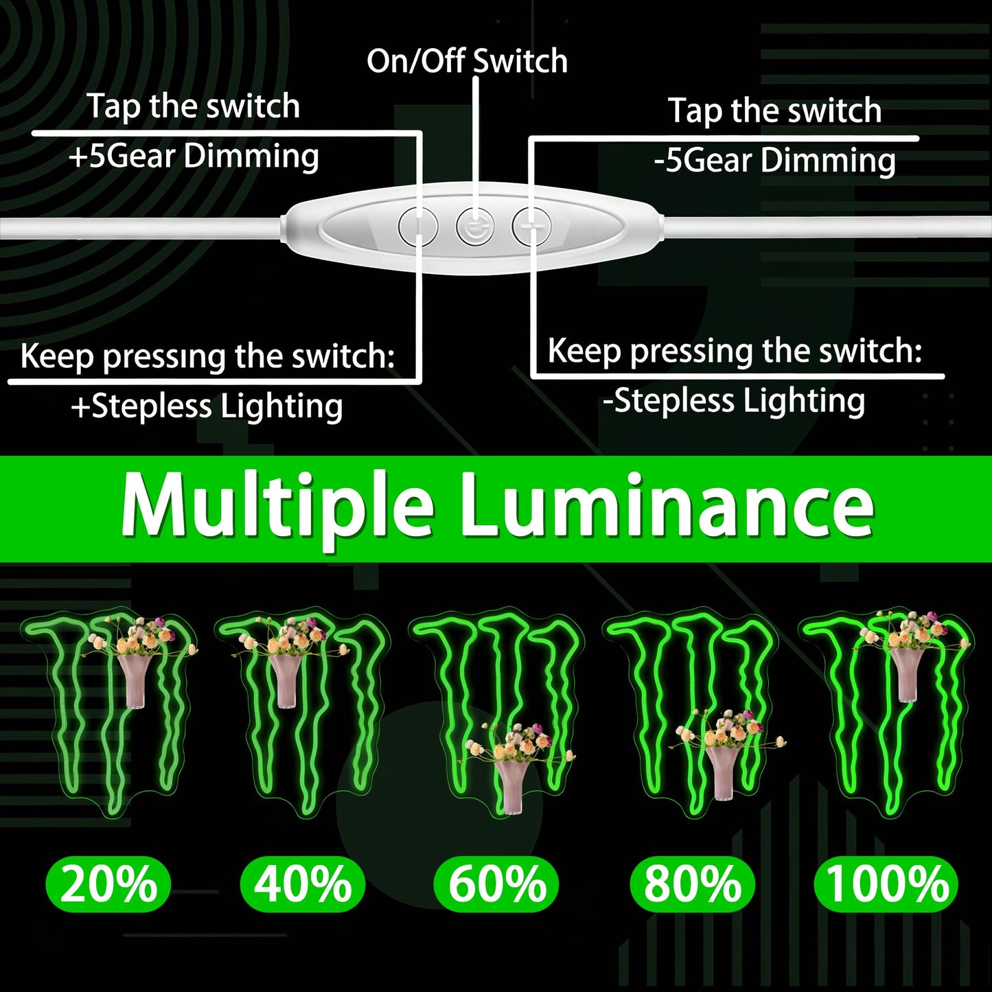 Green Energy Neon Sign for Wall Decor, Cool Dimmable Light Up Neon USB Light Up Sign for Man Cave Game Training Room Party Bar, Gym, Bedroom Decor