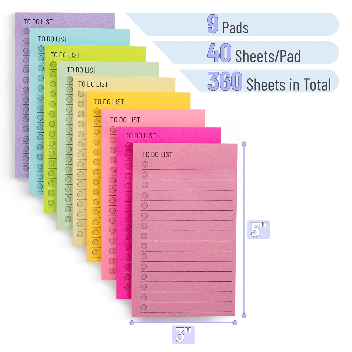 Mr. Pen- to Do List Sticky Notes, 3” x 5”, 9 Pads, 360 Sheets