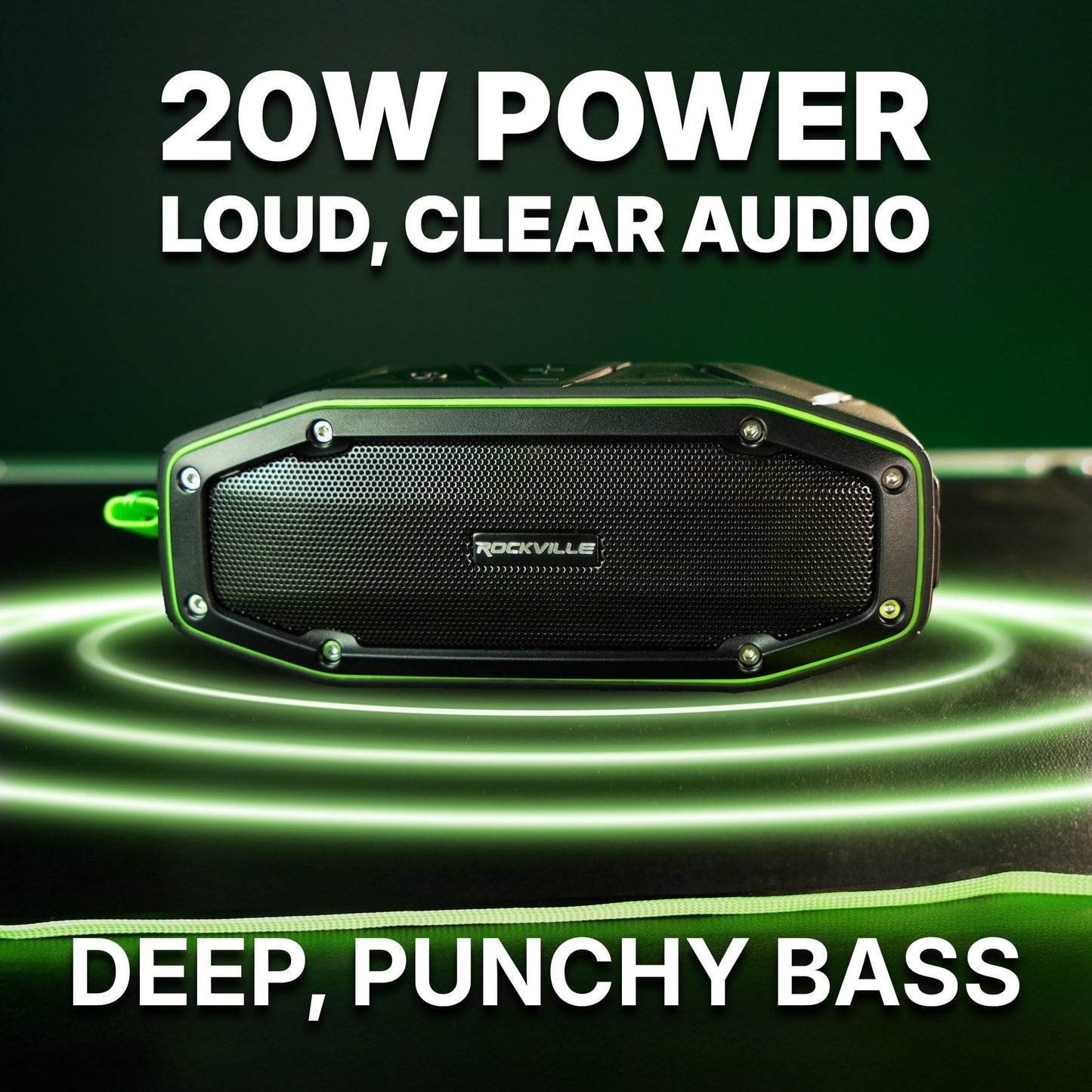 Rockville RPB27 20w Rugged Portable Waterproof Bluetooth Speaker w Bumping Bass!