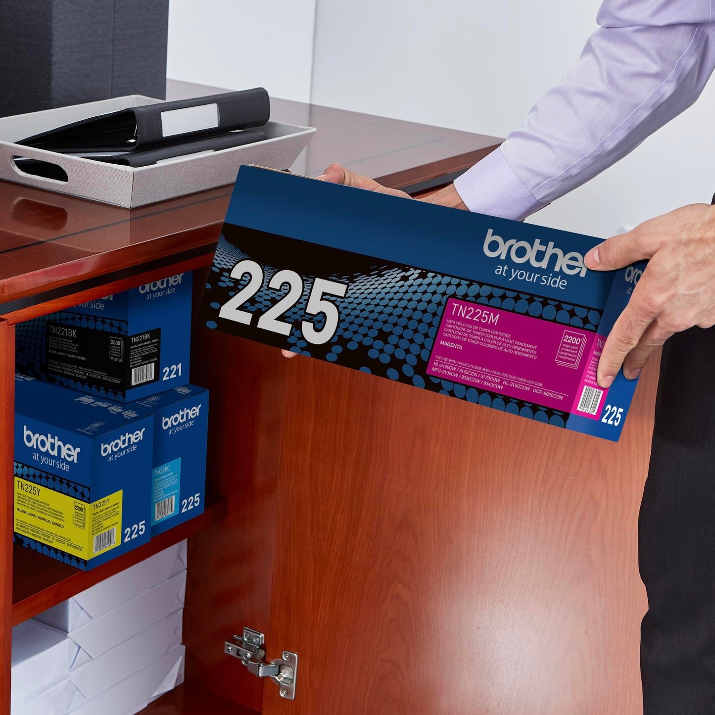 Brother Genuine High Yield Toner Cartridge, TN225M, Replacement Magenta Toner, Page Yield Up To 2,200 Pages, Amazon Dash Replenishment Cartridge